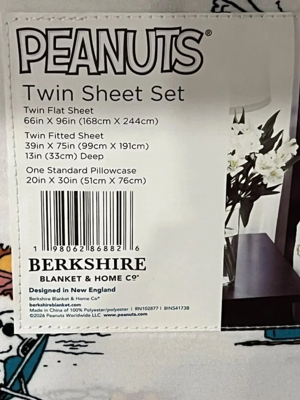 Berkshire PEANUTS Snoopy White Beach Surf Surfboard Twin Sheet Set 3pc Summer